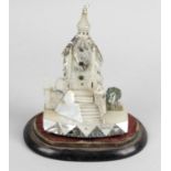 A 19th century miniature abalone and mother of pearl veneered steeple clock,