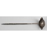 An early Georgian silver toddy ladle with spiral twist baleen handle,