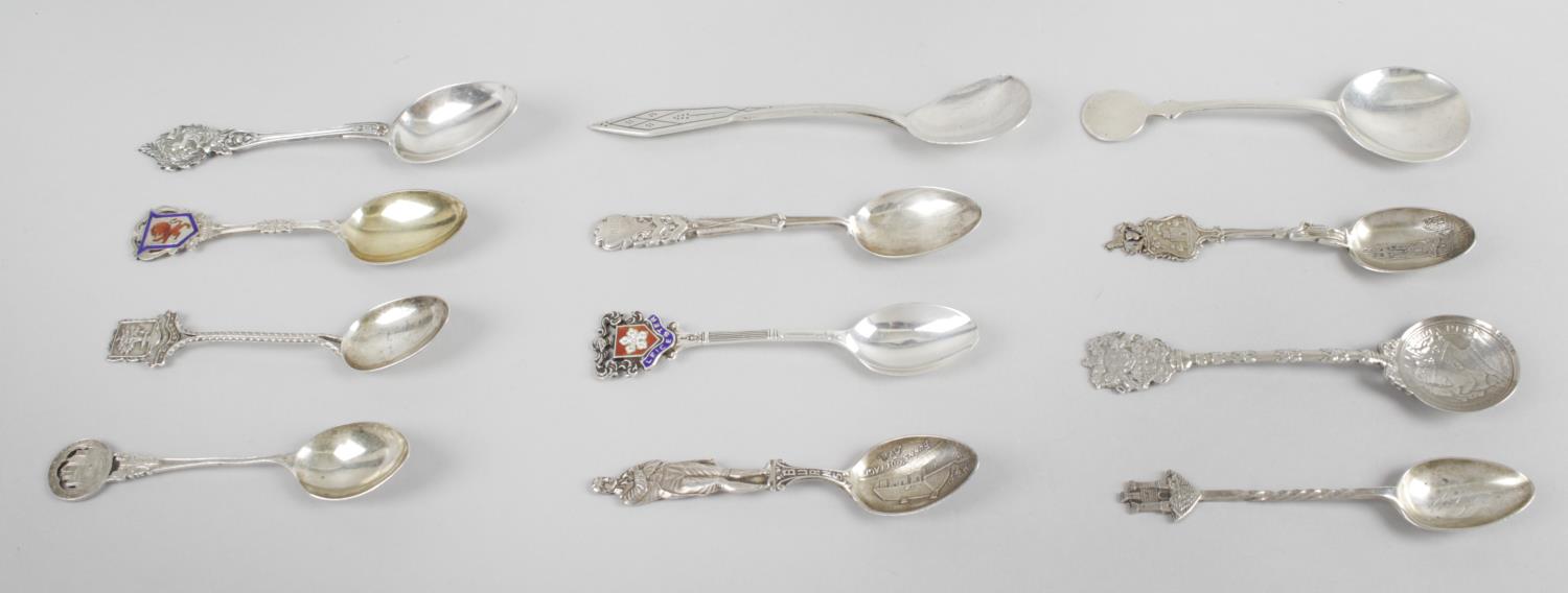 A small selection of mainly souvenir and commemorative silver spoons to include some with Scottish