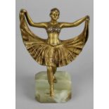 Lorenzl, an Art Deco gilt bronze figure modelled as a dancing girl,