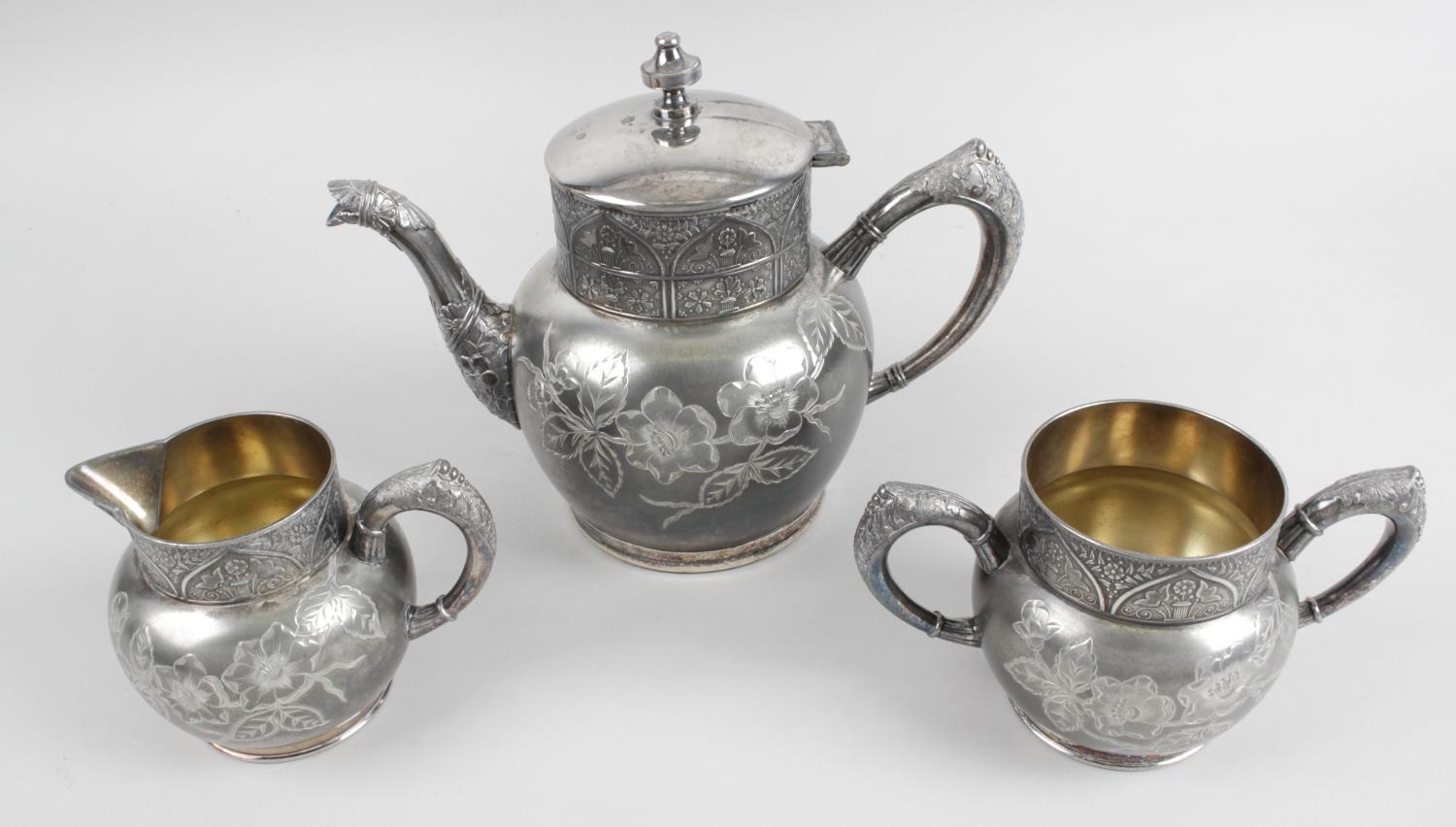 A silver plated tea set,