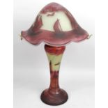 A reproduction Galle style Art Nouveau overlaid and cut glass lamp,