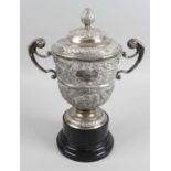 An Irish silver twin-handled large cup & cover,