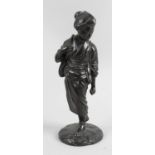 A Japanese bronze figure modelled as a young female in traditional dress,