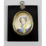 A 19th century oval painted portrait miniature on ivory,