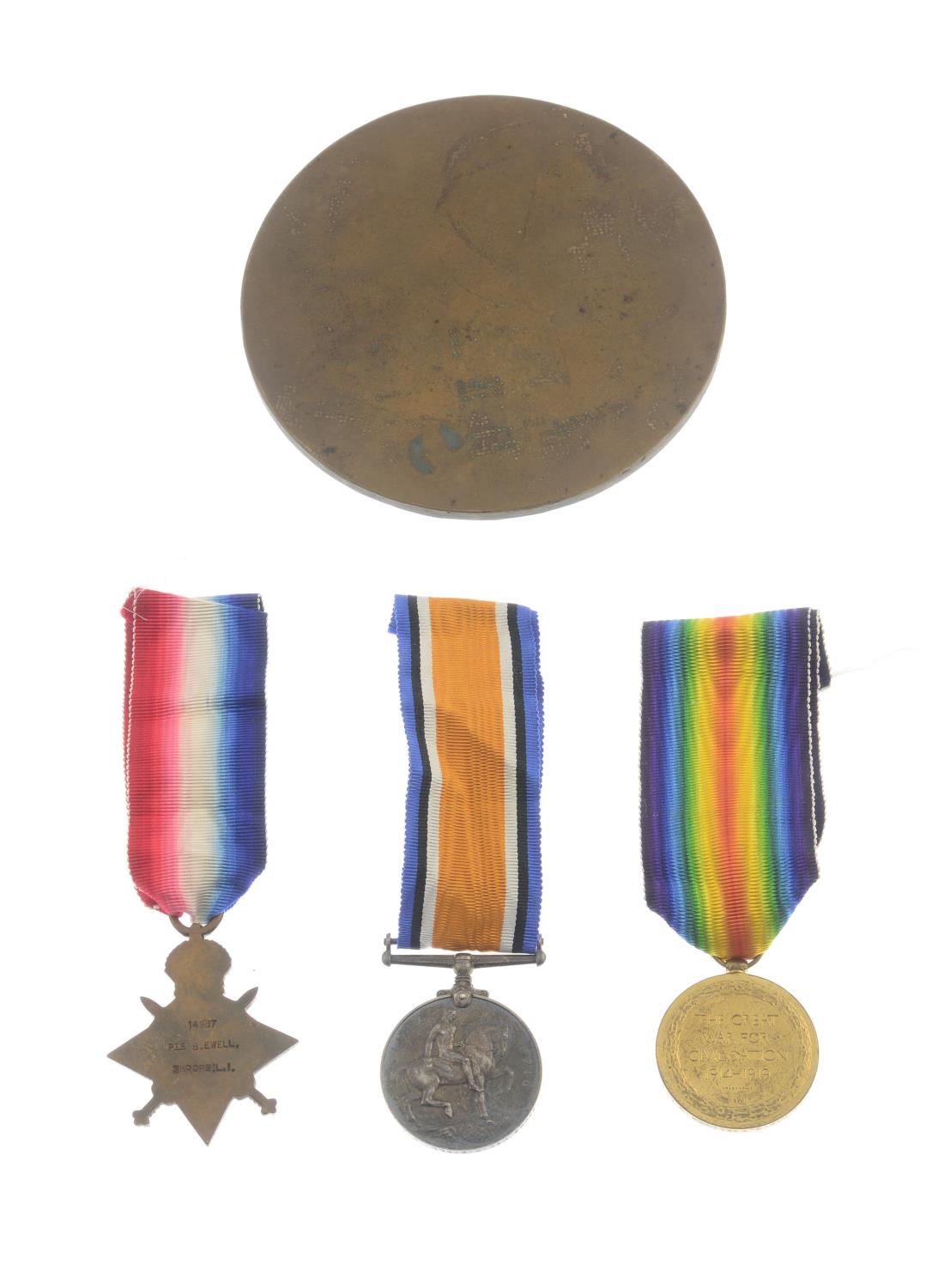 Great War Casualty Trio with Memorial Plaque, 1914-15 Star, named to '14997 Pte B. - Image 2 of 4