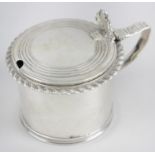 A William IV silver drum mustard pot,