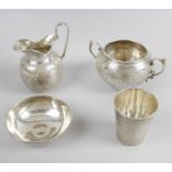 An Eastern silver twin-handled bowl and jug,