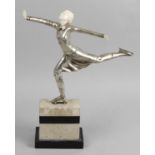 An Art Deco silvered cast metal and ivory figure in the manner of Johann Phillip Ferdinand Preiss,