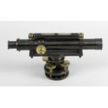 A Castartelli 43 Manchester St Manchester brass surveying level and four screw tripod mount,