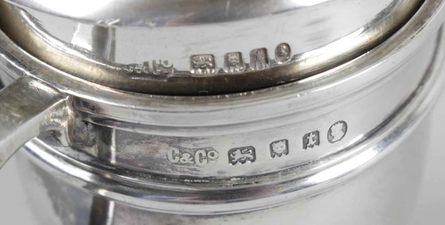 A 1930's miniature silver trophy cup and cover with twin handles and rope twist border detail, - Image 6 of 6