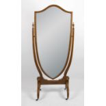 An early 20th century three quarter length cheval mirror,