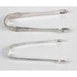 A pair of George III silver sugar tongs with dentil style edge,