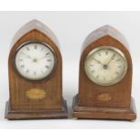 An Edwardian mahogany cased lancet style mantel clock,