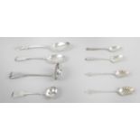 A selection of mostly Victorian spoons to include a sifter spoon,