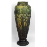 A reproduction Daum Nancy Art Nouveau style overlaid and cut glass vase,