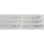 A set of six mid-nineteenth century silver table forks,