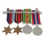 WWII mounted group of four medals,