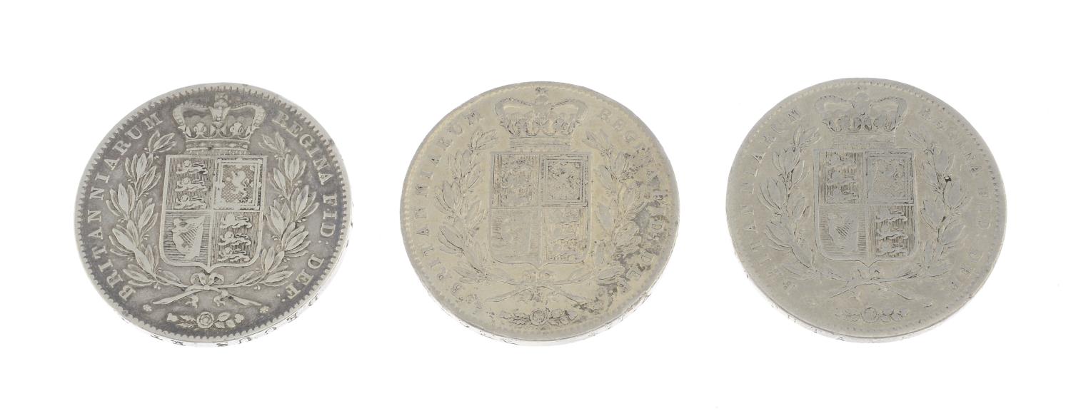 Victoria, young head Crowns (3), 1844 VIII, star stops, 1845 VIII, 1847 XI (S 3882). - Image 2 of 2