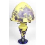 An Art Nouveau style cameo glass table lamp,