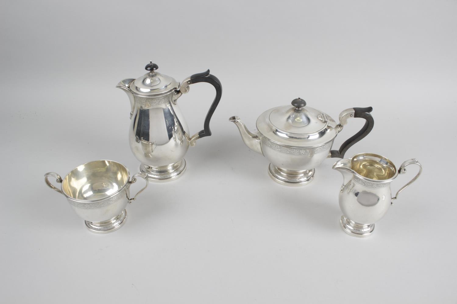 A George V silver four piece tea service, - Image 2 of 4