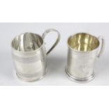 Two 1920's silver christening mugs,