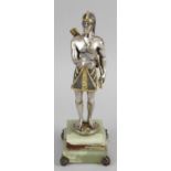 G Vasari, a silvered bronze study of a Pharaoh upon a stepped green marble base,