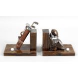 A pair of French rosewood and chrome Art Deco bookends,