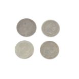 George III, Shillings (4), 1787, 1818, 1819, 1820, Threepence 1763; George II, Sixpence 1757 (2).