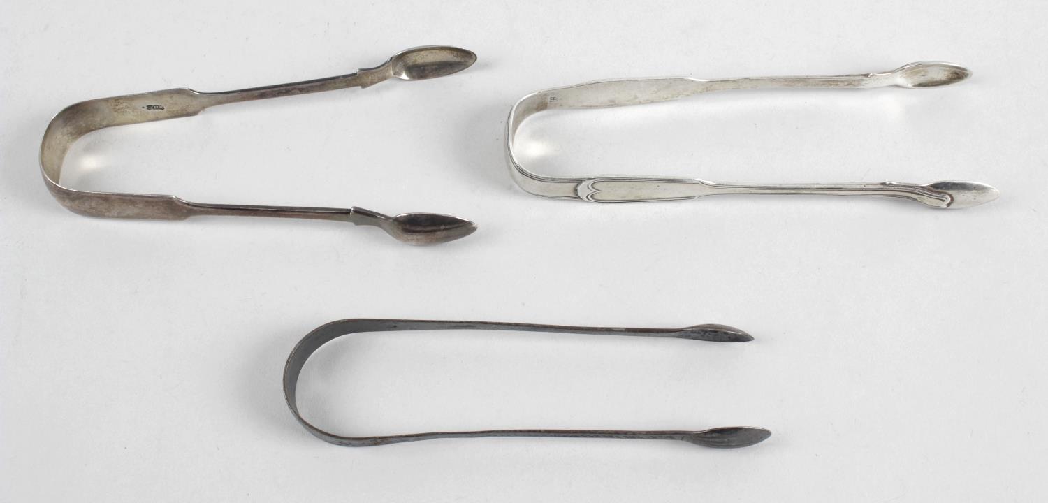 A pair of silver scissor form sugar nips,