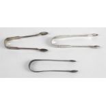 A pair of silver scissor form sugar nips,