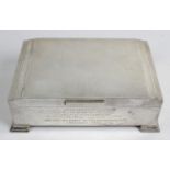 A mid-twentieth century silver mounted table cigarette box,