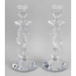 A pair of Waterford crystal seahorse candlesticks,