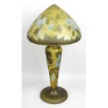 A reproduction Galle Art Nouveau style overlaid cut and etched glass table lamp,