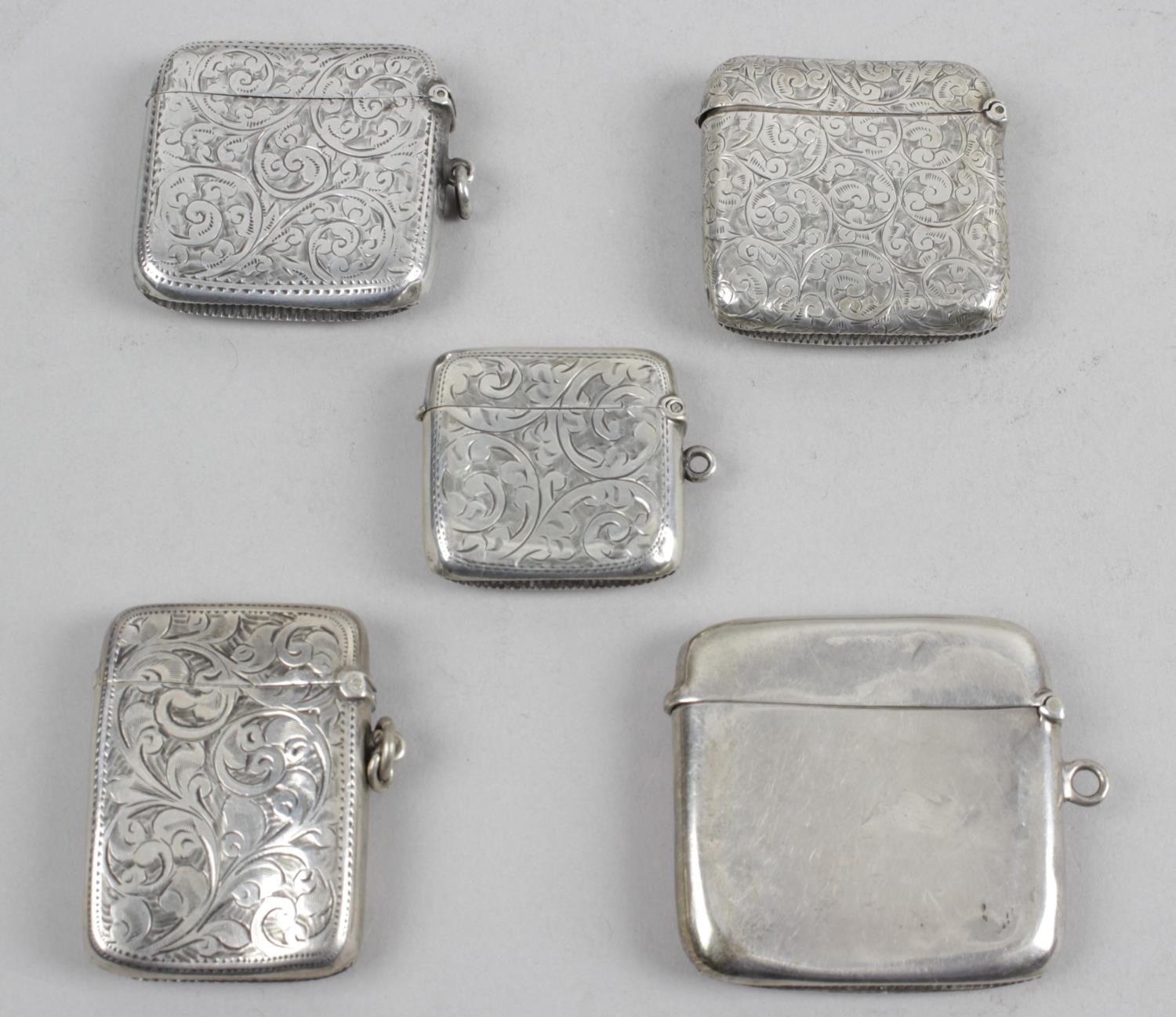 Four Edwardian silver vesta cases, - Image 2 of 5