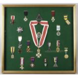 Masonic, a framed selection of nineteen jewels,
