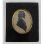 A large 19th century framed and glazed oval head and shoulder portrait silhouette,