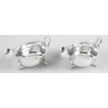 A pair of mid-twentieth century silver sauce boats,