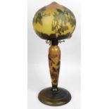 A reproduction Galle Art Nouveau style overlaid cut glass table lamp,