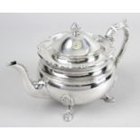 A modern silver teapot,