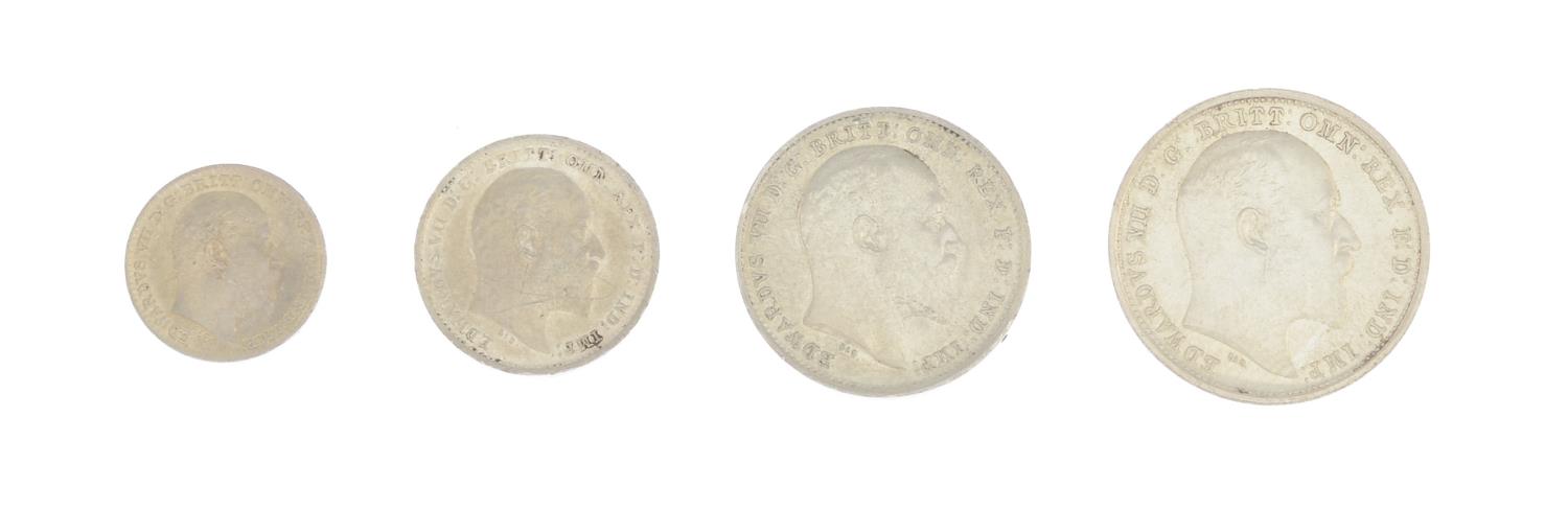 Edward VII, Maundy set 1903, Penny to Fourpence (S 3985), uncased.