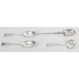 Two Victorian silver Fiddle pattern table spoons,