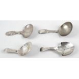 Four silver caddy spoons,