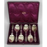 A cased set of six continental silver spoons,