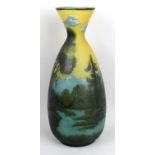 A reproduction Galle Art Nouveau style overlaid and cut glass vase,