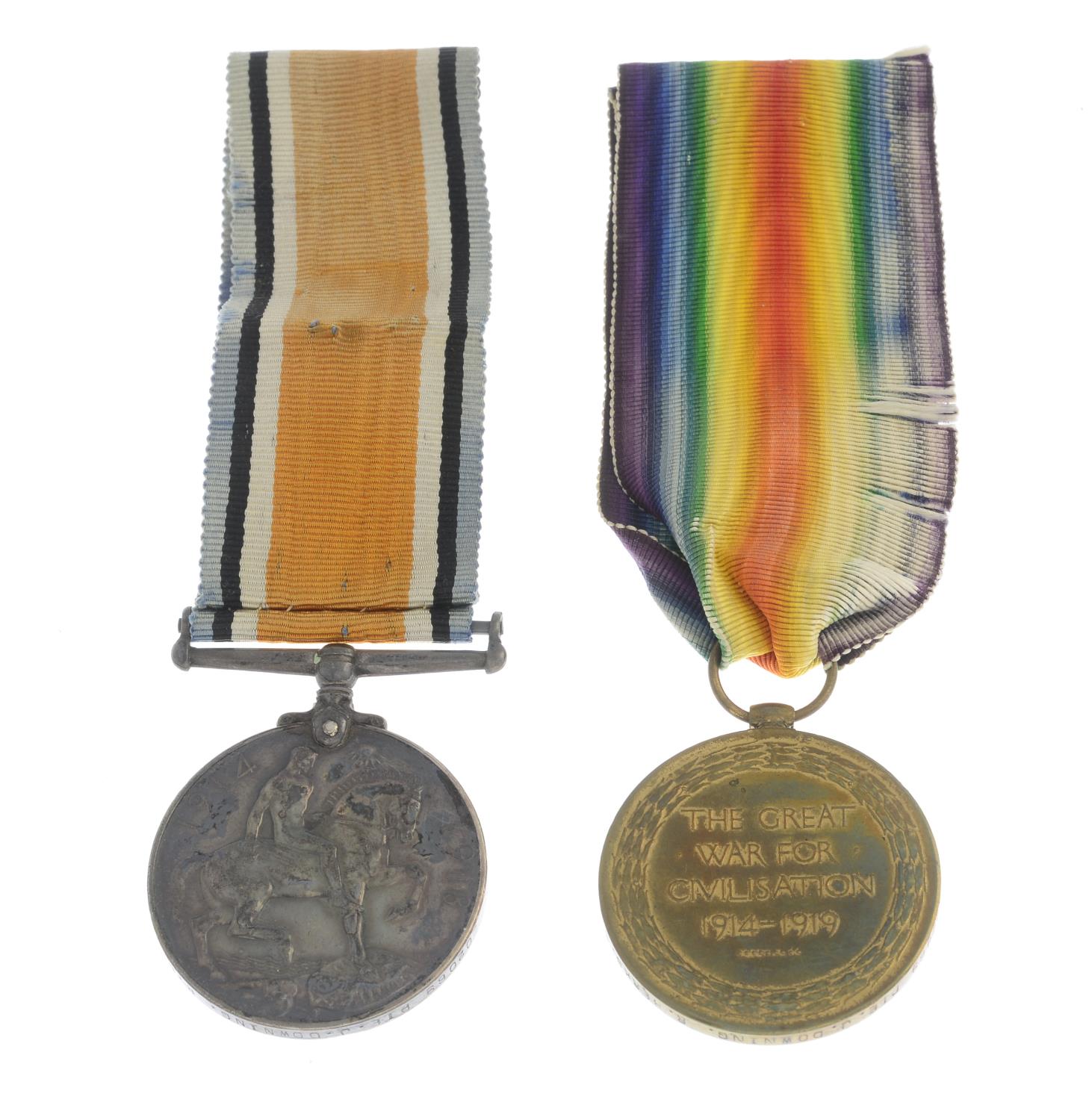 Great War Pair, British War Medal 1914-20, Victory Medal, named to '202069 Pte. - Image 2 of 3