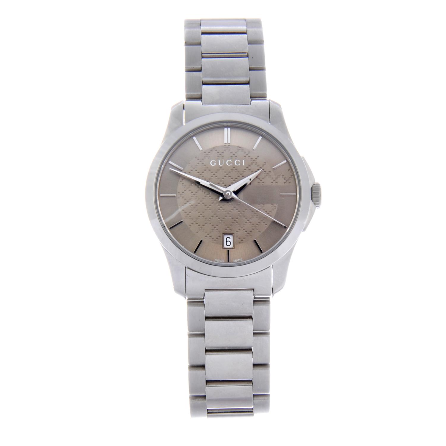 GUCCI - a lady's G-Timeless bracelet watch.