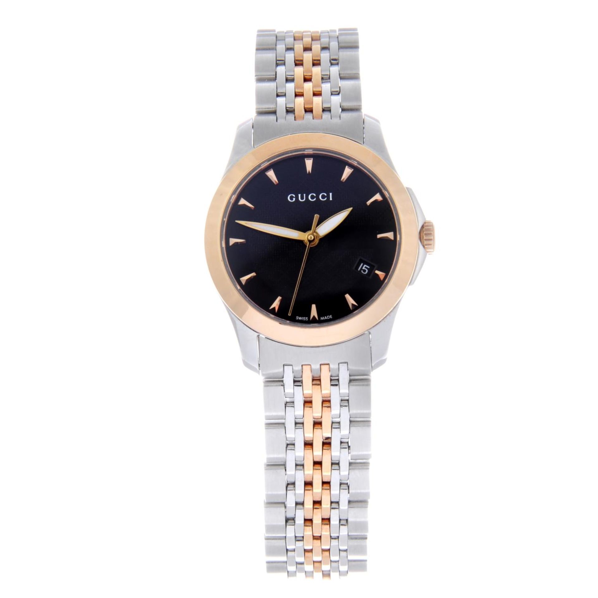 GUCCI - a lady's G-Timeless bracelet watch.