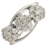 An 18ct gold diamond triple cluster ring.Estimated total diamond weight 0.75ct,