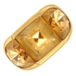 A citrine dress ring.Principal citrine calculated weight 4.52cts,